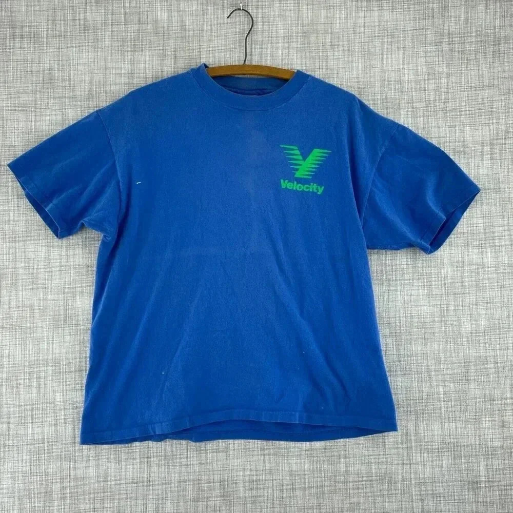 Vintage Velocity T-Shirt Short Sleeve 2XL Blue *short* 1582